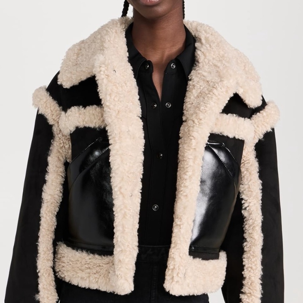 Stand Studio Edith Black Cream Teddy Jacket